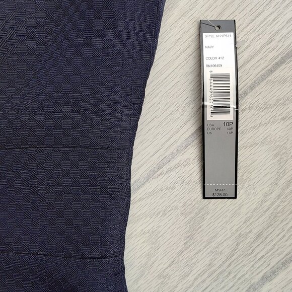New Blue Sheath Dress Navy Blue Checker Workwear 10P Tahari Levine Studio - Picture 6 of 11